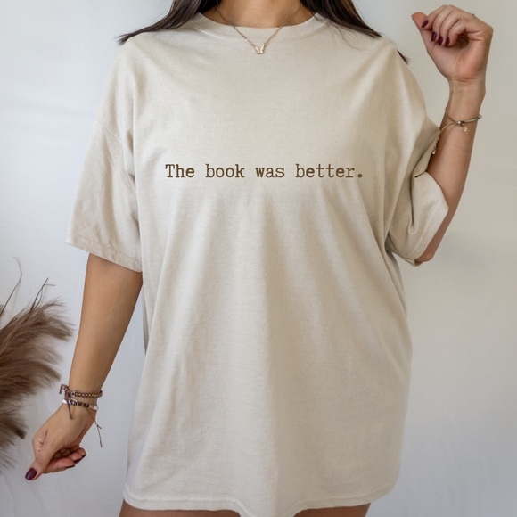 Tops - Trendy “The Book Was Better” Crew Neck Short Sleeve Tee Shirt